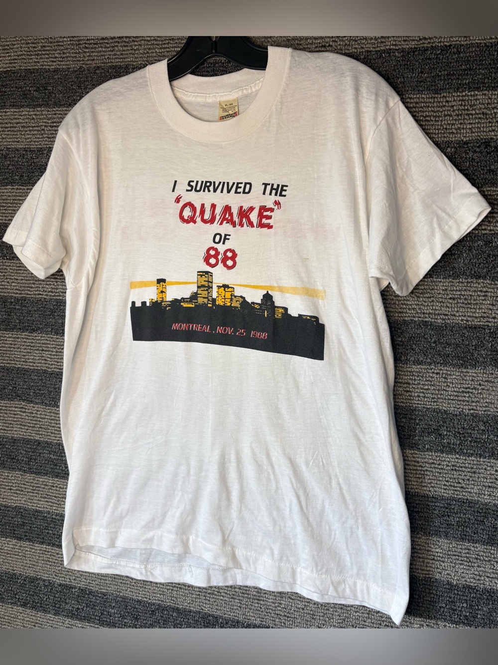 Vtg Screen Stars I Survived the Quake of ‘88 Montreal Single Stitch T-Shirt M